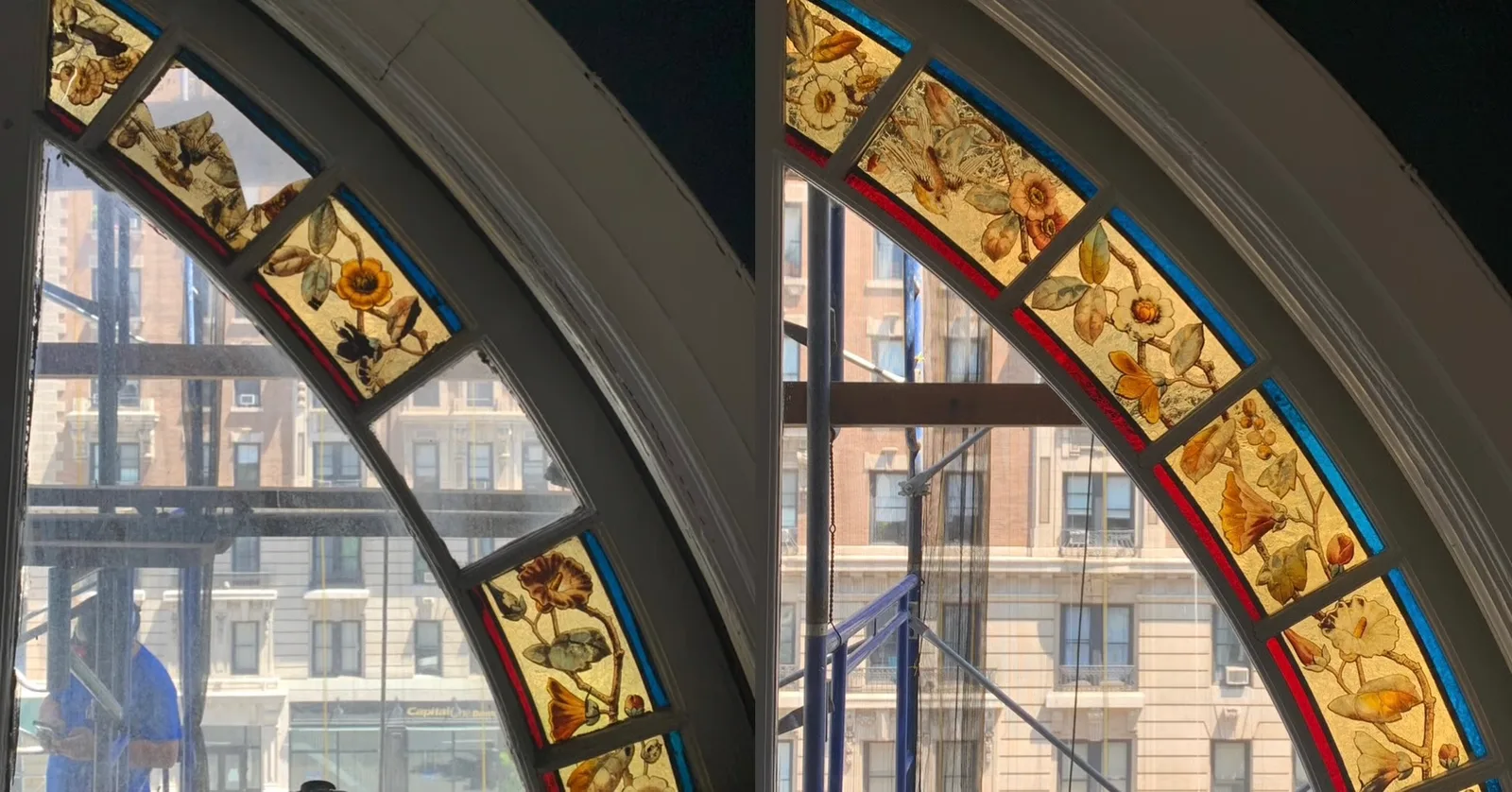 Detail of restored period painted glass